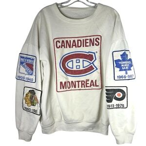 90s NHL Stanley Cup Champions Patch Sweatshirt Montreal Canadiens Large white